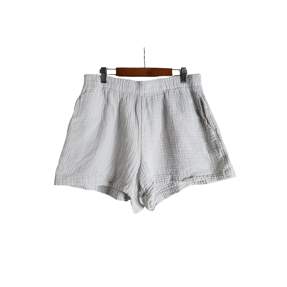 Gap Women Crinkle Gauze Shorts White Elastic Waist Cotton Size M Loungewear